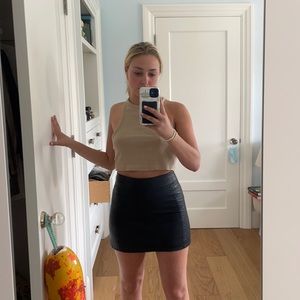 Black vegan leather free people mini skirt